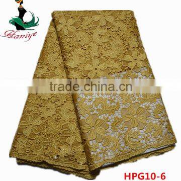 Haniye 2016/HPG10 Wholesale African High Quality Guipure Water Soluble Lace Fabric,Beaterful Flower Stones Lace Fabric photo-5