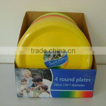 4PK plastic round plates 10 inch in display box packing #TG1004EG