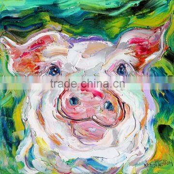 100% Hand Painted Abstract Mural Animals Oil Painting Wall Knife Lovely Dog Painting For Living Room photo-4