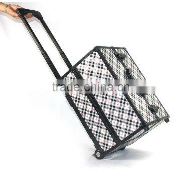 Pro 2 Wheel Rolling Aluminum Lockable Makeup Cosmetic Train Case photo-4