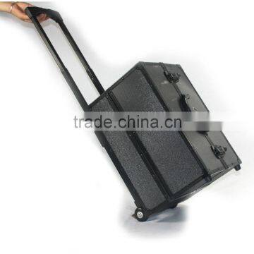 Pro 2 Wheel Rolling Aluminum Lockable Makeup Cosmetic Train Case photo-5