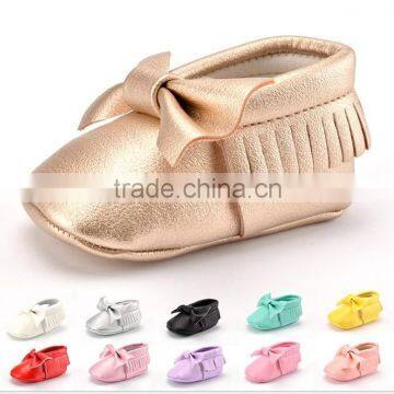 Baby Girls Mary Jane Flower Baby Shoes PU Leather Baby Moccasins Gold Bow Girls First Walker Toddler Moccs