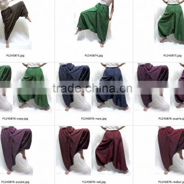 Thailand cotton unisex Alladin Hippie Boho Harem Hmong harem Ginnie Yoga Baggy Fisherman Pants