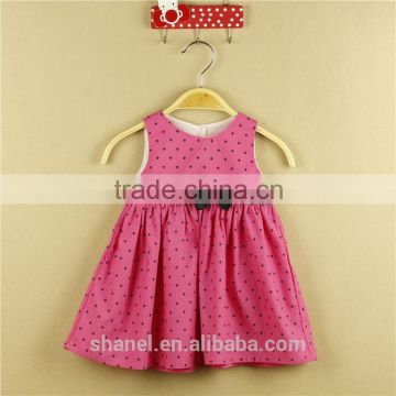 Occideng fashion rose polka dots dress cotton bowknot lovely girls dress