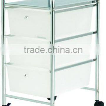 3 Drawer Chrome Rolling Storage Organizer Cart 4 wheels