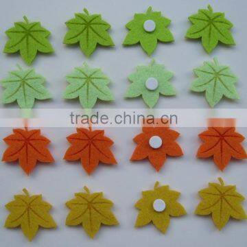 Multi colorful felt crafts leaf fridge magnet sticker for decoration in home or garden DIY sticker