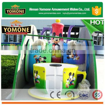 Family popular amusement park games mobile folding tea cup rides with trailer for sale