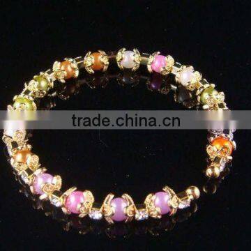 colorful pearl and rhinestone graduated wraparound coil bracelet