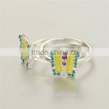Hot Sale Silver Ring Fancy Yellow Enamel Color Butterfly Custom Logo Silver 925 Cheap Rings photo-4