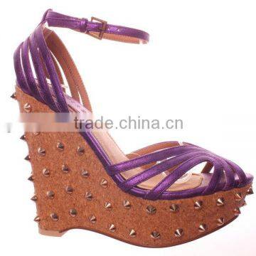 Ladies fashion model sandal wedges dress shoe with rivet