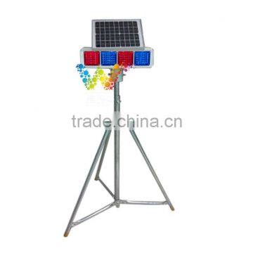 Hot Road Safety Red Blue 8 Module Dual Face Solar Powered Warning Flashing Traffic Light with Tripod