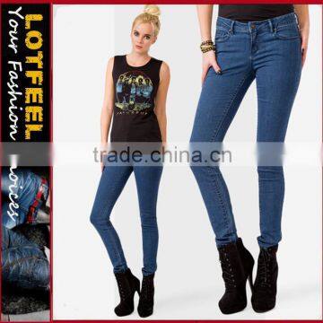 High Waist women Denim jeans Tube Pants in Grey (LOTX196)