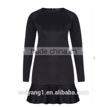 2016 Most Fashion Long Sleeves Fluted Hem Women Dress Semi Formal Cocktail Women Dress