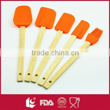 High quality 5pcs silicone spatula with wooden handle