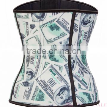 Hot sale plus size waist training steel boned latex corset S--XXL