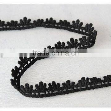 New Design 1.4cm Width Narrow Black Lovely Flower Scallop Cotton Crochet Lace Trims photo-5