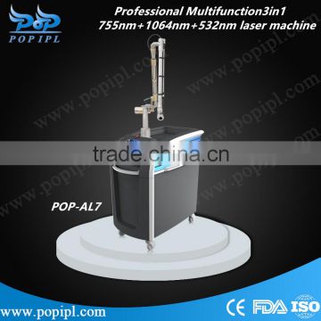 best 3in1 machine Professional Multifunction POPIPL's 755nm Alexandrite Laser and long pulsed laser 1064nm best laser machine