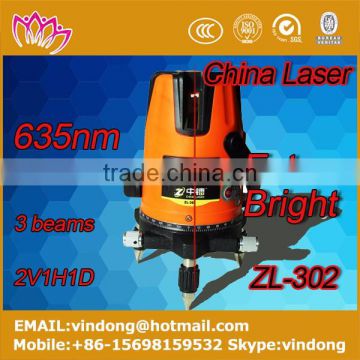 hot sell 3 lines 635nm red 3d laser level construction strong and flexible extra light