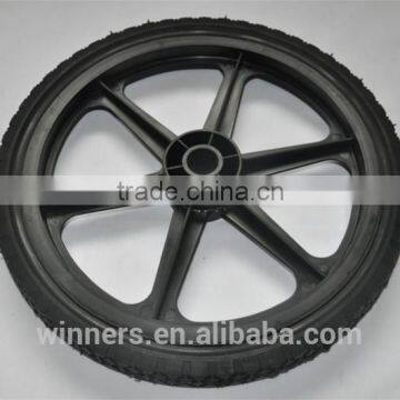 semi-pneumatic hollow plastic lawn mower wheel 16inchx1.75