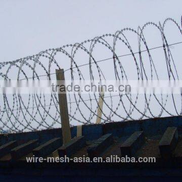 Concertina razor barbed wire, separating fence used in prison