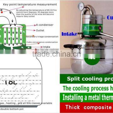 High Quality Household Stainless Steel 10L Home Alcohol Distiller For Sale With Thermometer Spirits(Alcohol) Distillation Boiler photo-3