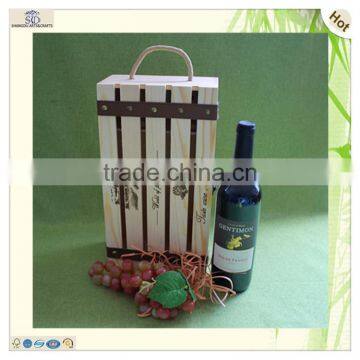 Hinge Roller 2 Bottle Pine Wooden Wine Gift Box photo-5