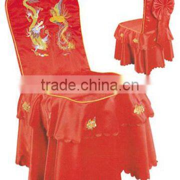 Retro Design Chinese pattern with ruffled pleat chair cover for wedding used