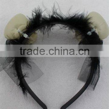 Halloween Skull Hairband Scary Skull Headband With Feather photo-4