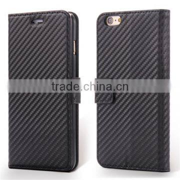 High Quality Carbon Fiber Pattern Wallet Flip Stand Leather Mobile Phone Case For IPhone 6S photo-6