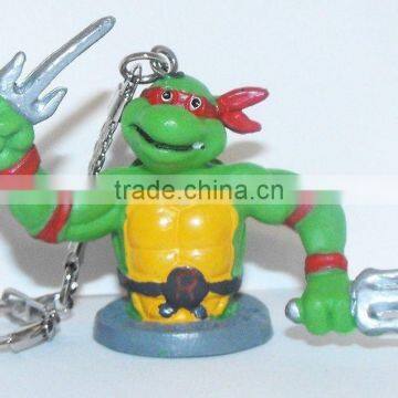 Custom plastic cartoon turtle figure keychain keyring,plastic miniature figure keychain,oem palstic keychain