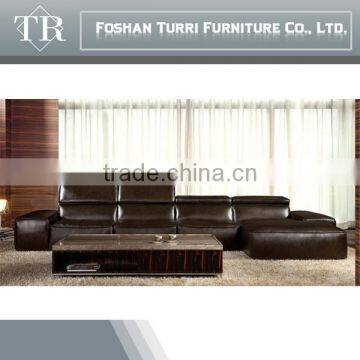 Italian Comfortable Brown Color Corner Leather Sofa photo-2