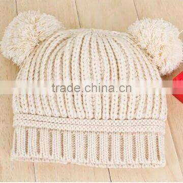 New Korean New Fashion Baby Girls Boys Kids Children Dual Ball Knit Sweater Cap