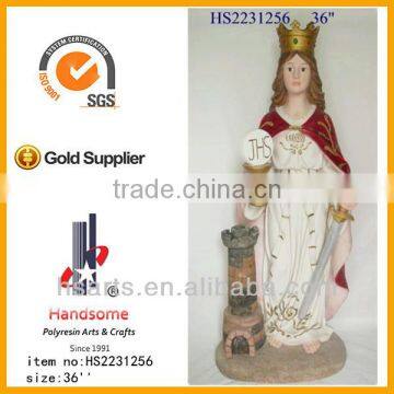 12"Resin Saint Barbara Religious Statue With Resin Base photo-2