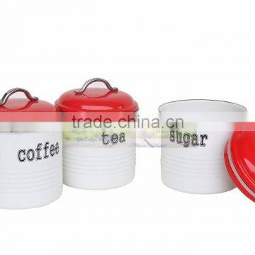 Tea Sugar Coffee Canisters with Wheel Rim