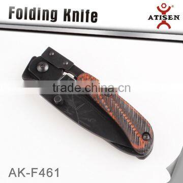 Newest Tactical Folding Knife Color Wooden Handle 3Cr13 Etching Black Coating Blade Camping Tools photo-2