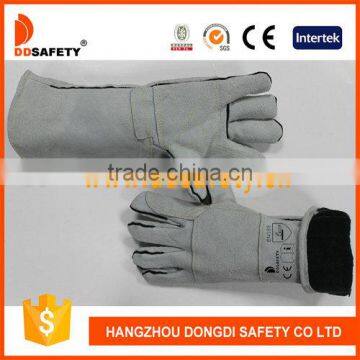 DDSAFETY Cheapest Long Grey Reinforced Leather Gloves For Welders