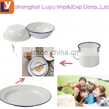 Porcelain Enamel Bowl Dinner Plate Coffee Mug Dinnerware photo-5
