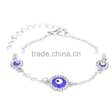 Round Rhinestone Evil Eye Bracelet Gold Chain Bracelet