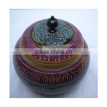 Colorful Wooden Round Bowl with Lid