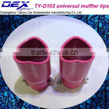 Small Beauty Heart-shaped Universal Muffler Tips in Pink Exhaust photo-1