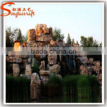 Factory Design Large Outdoor Artificial Fiberglass Decoration Waterfall Rocks for Gardens photo-4