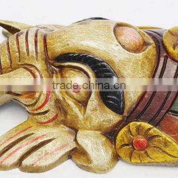 Hand Crafted Wooden Mask of Hindu Lord Ganesh Wall Hanging Made In Nepal photo-3