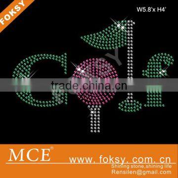 Golf letter hotfix rhinestone templates factory