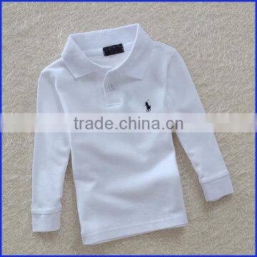2016 new fashion 100% long sleeve slim fit blank polo t-shirt for kid