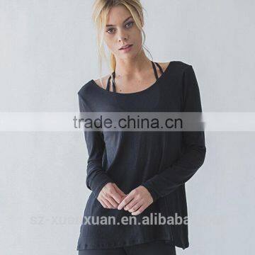 Hot Sale Women Yoga Long Sleeve Backless Cotton Sport Shirt