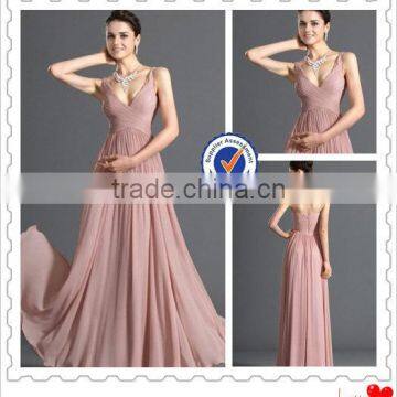 newest chiffon deep V neck western bridesmaid dress