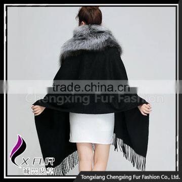 CX-B-P-53A Excellent Quality Cashmere Pashmina With Fur Shawl photo-3