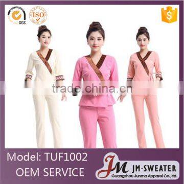 Latest worker design spa/beauty working uniform unique design uniform wholesale