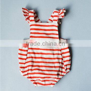 Summer Wear Cotton Clothes Simple Red Stripe Baby Romper For Newborns