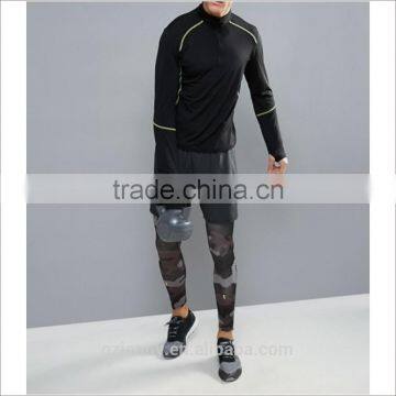 Factory Price Wholesale Men SPORT Running Tights In Black Camo photo-4